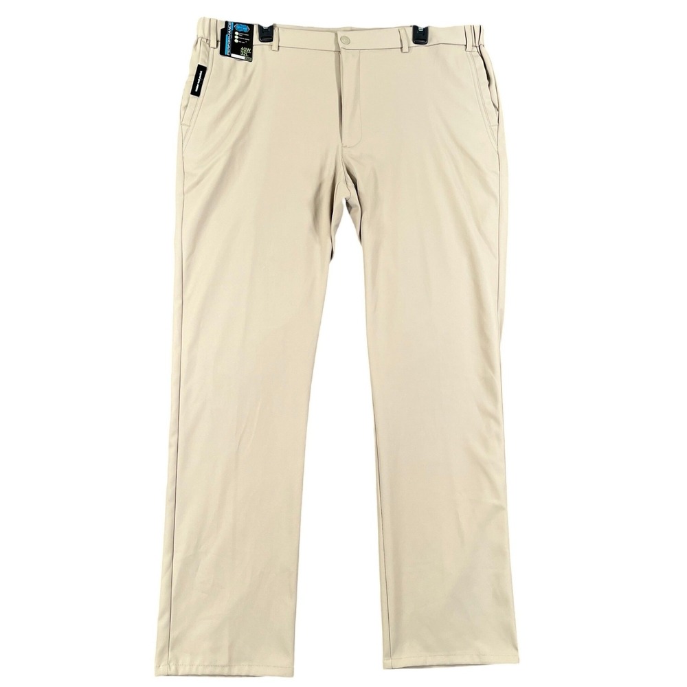 Roundtree & Yorke Performance Pants Mens 40x32 Khaki Stretch Straight Golf Work